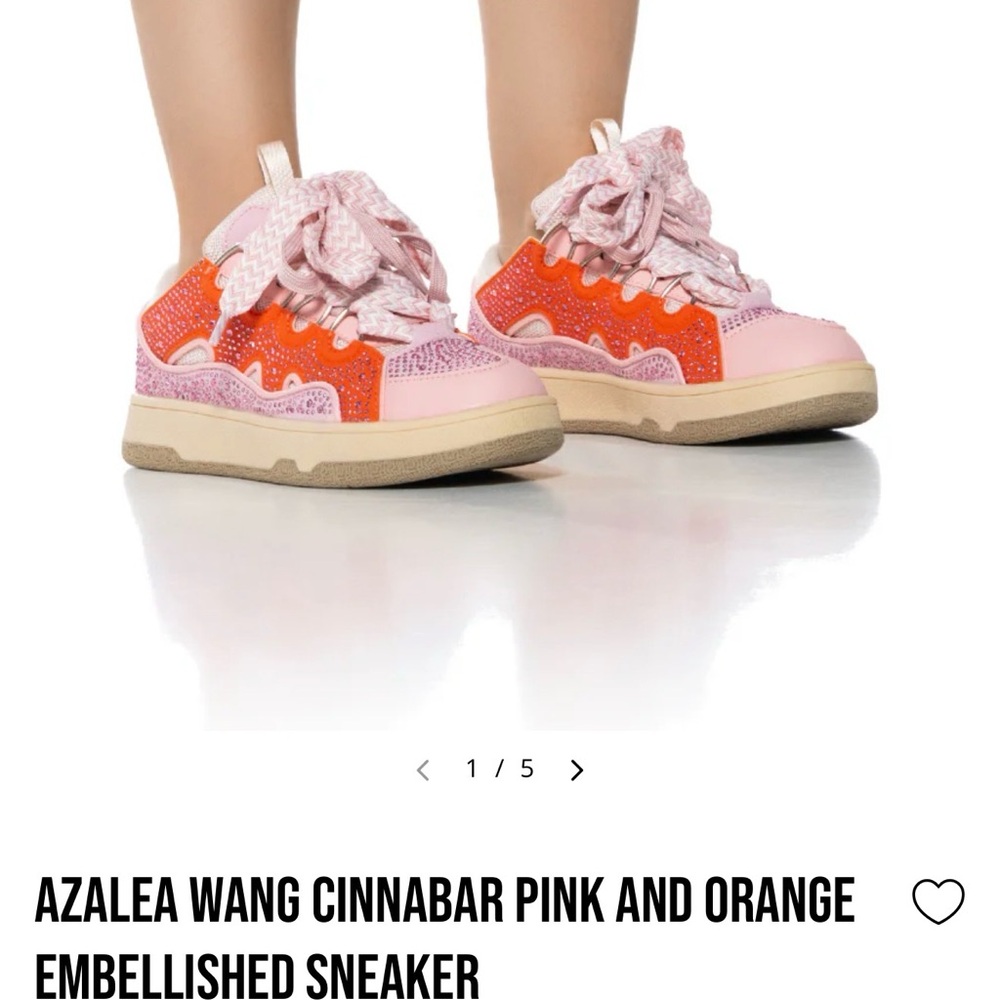 Azalea Wang Cinnabar Pink and Orange Embellished Sneaker